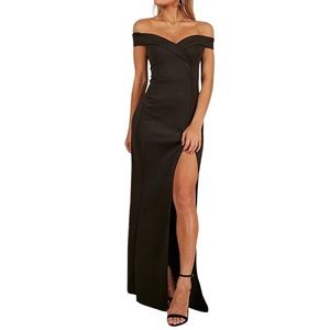 Off the shoulder side split evening dress